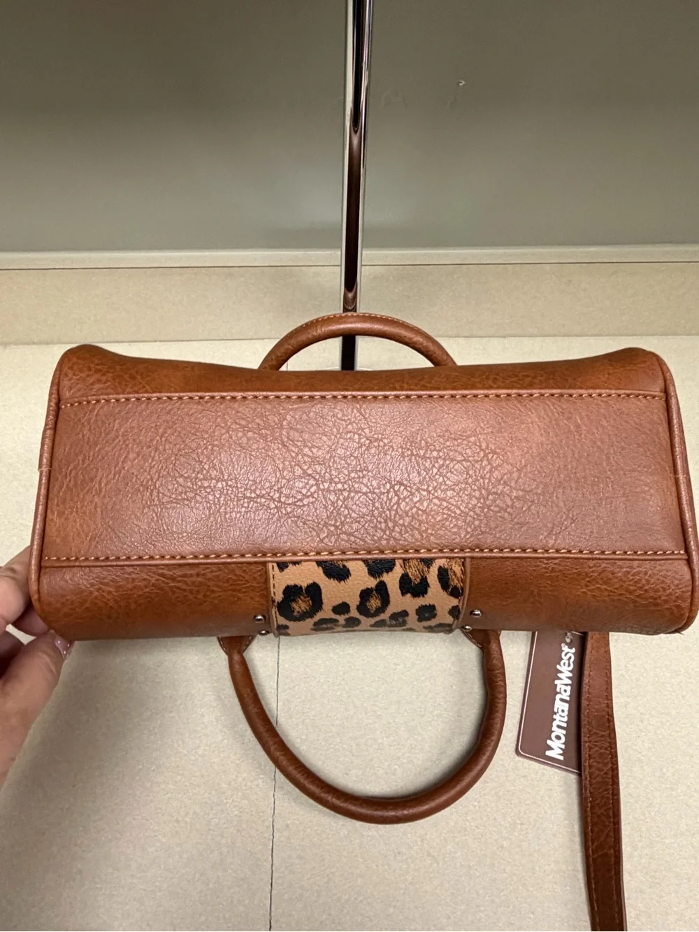 Montana West Cognac Brown Western Leopard Print Studded Satchel – New With Tags